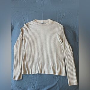 Zara Ribbed Crewneck Sweater - Beige